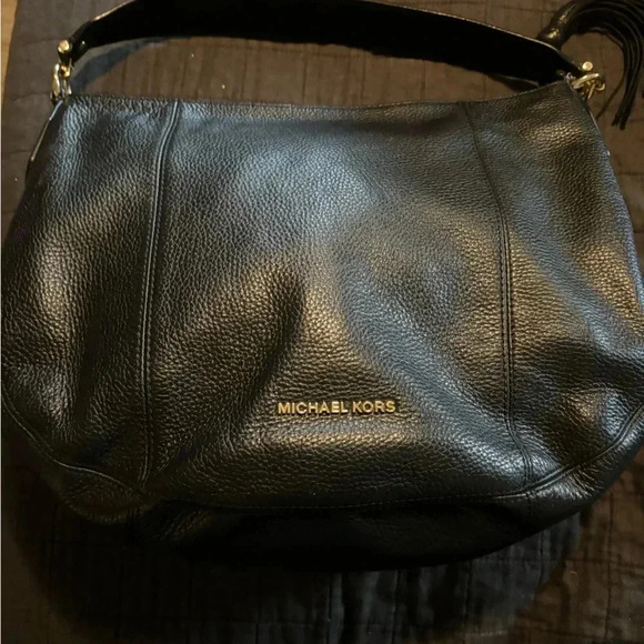 Michael Kors Brooke Large Pebbled Leather‎ Shoulder Bag Black - Picture 1 of 10
